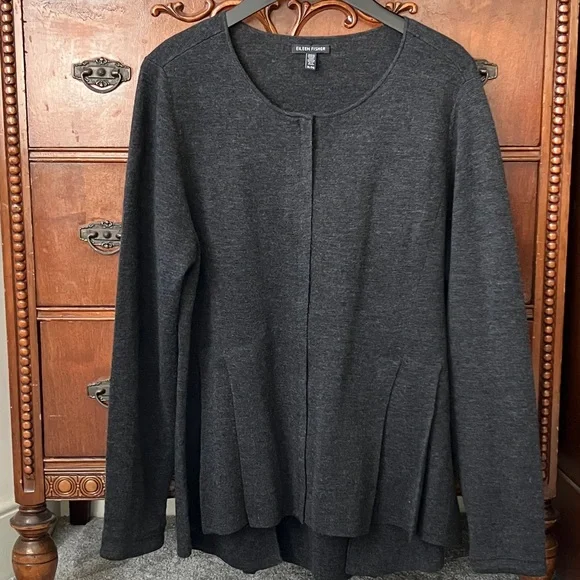 Stunning Eileen Fisher Wool Knit Sweater/Jacket - Picture 3 of 12